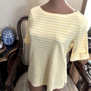 Karen Scott Top medium yellow stripes.  S016